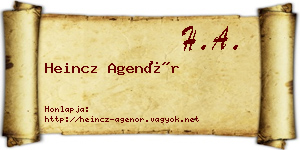 Heincz Agenór névjegykártya